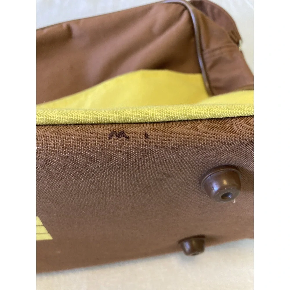 Vintage 70's Duffle Bag Yankee Line Boston Brown/Yellow Strap Retro